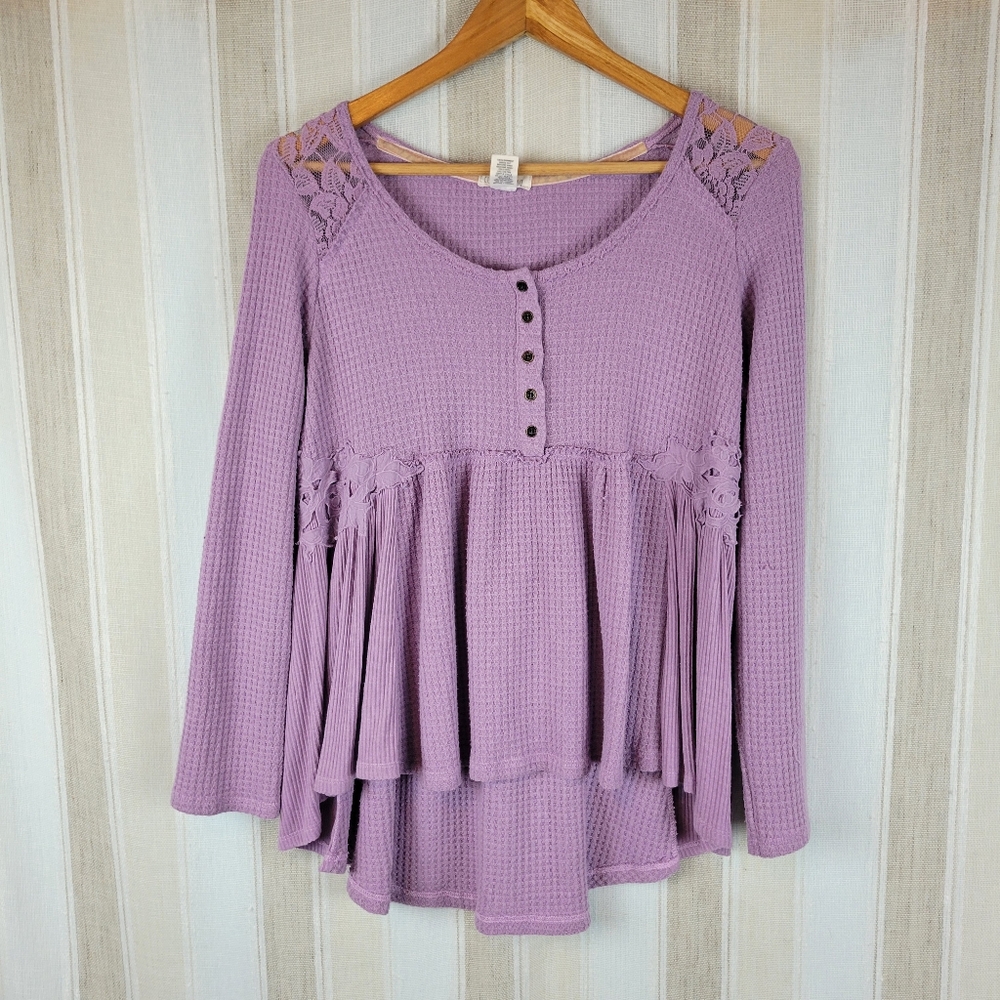 Clover And Scout Oversized‎ Flowy Blouse Top Purple Size Small Boho